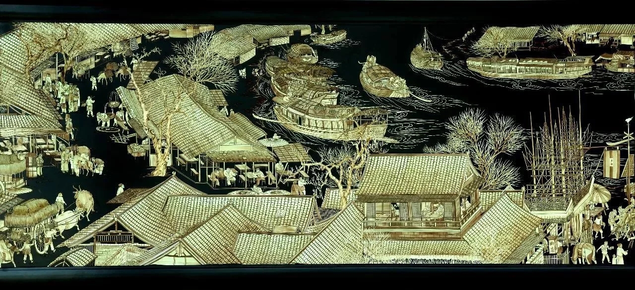 麥桿畫作品《清明上河圖》驚艷了世界(圖1)